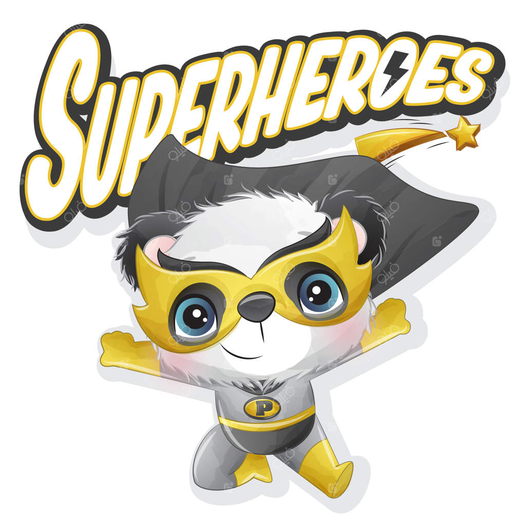 پاندای ابرقهرمان بامزه با نقاشی آبرنگی