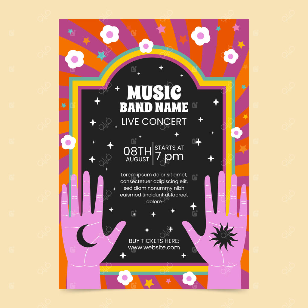 پوستر گروه موسیقی نقاشی شده دستی