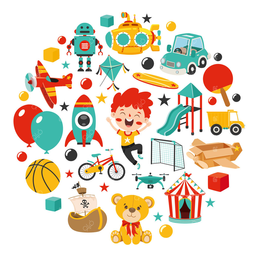 مجموعه‌ای از اسباب‌بازی‌های رنگارنگ