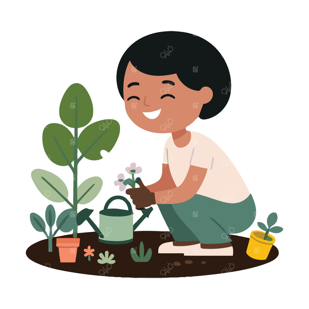 زنی در حال کاشتن گیاه در باغ است