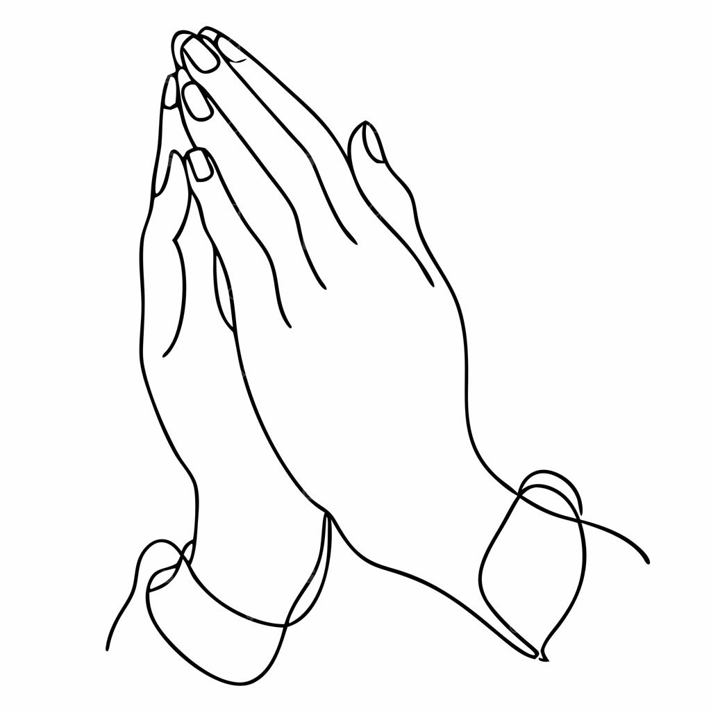 وکتور طراحی تک‌خطی و پیوسته دست‌های در حال دعا