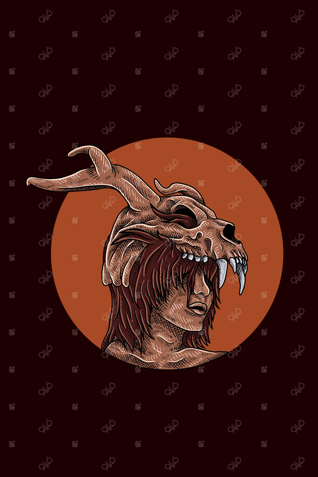 تصویر برداری دختر با ماسک گوزن