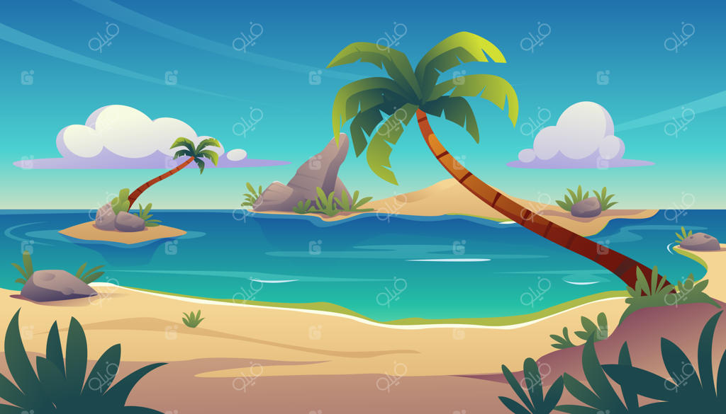 تصویر برداری ممتاز از منظره ساحل استوایی