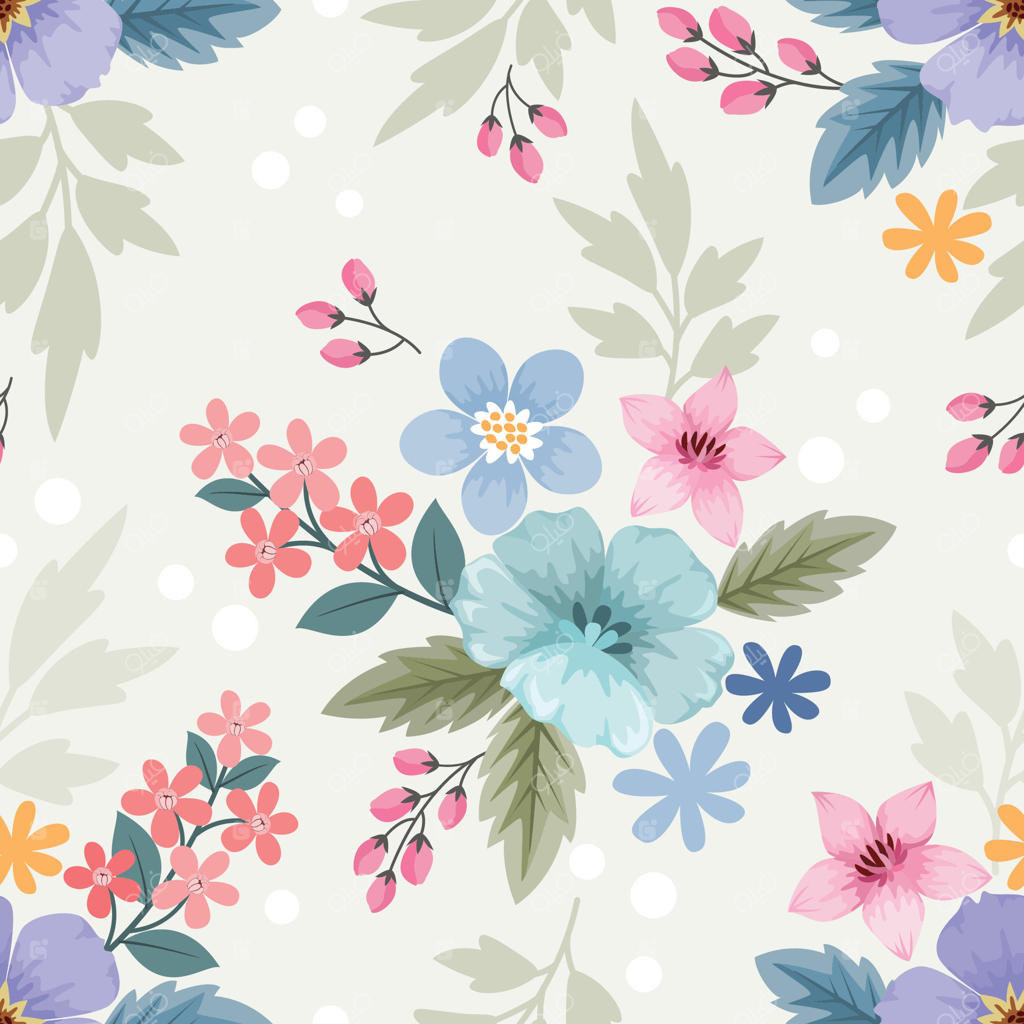 پترن یکپارچه گل‌های رنگارنگ طراحی دستی برای پارچه و کاغذ دیواری.