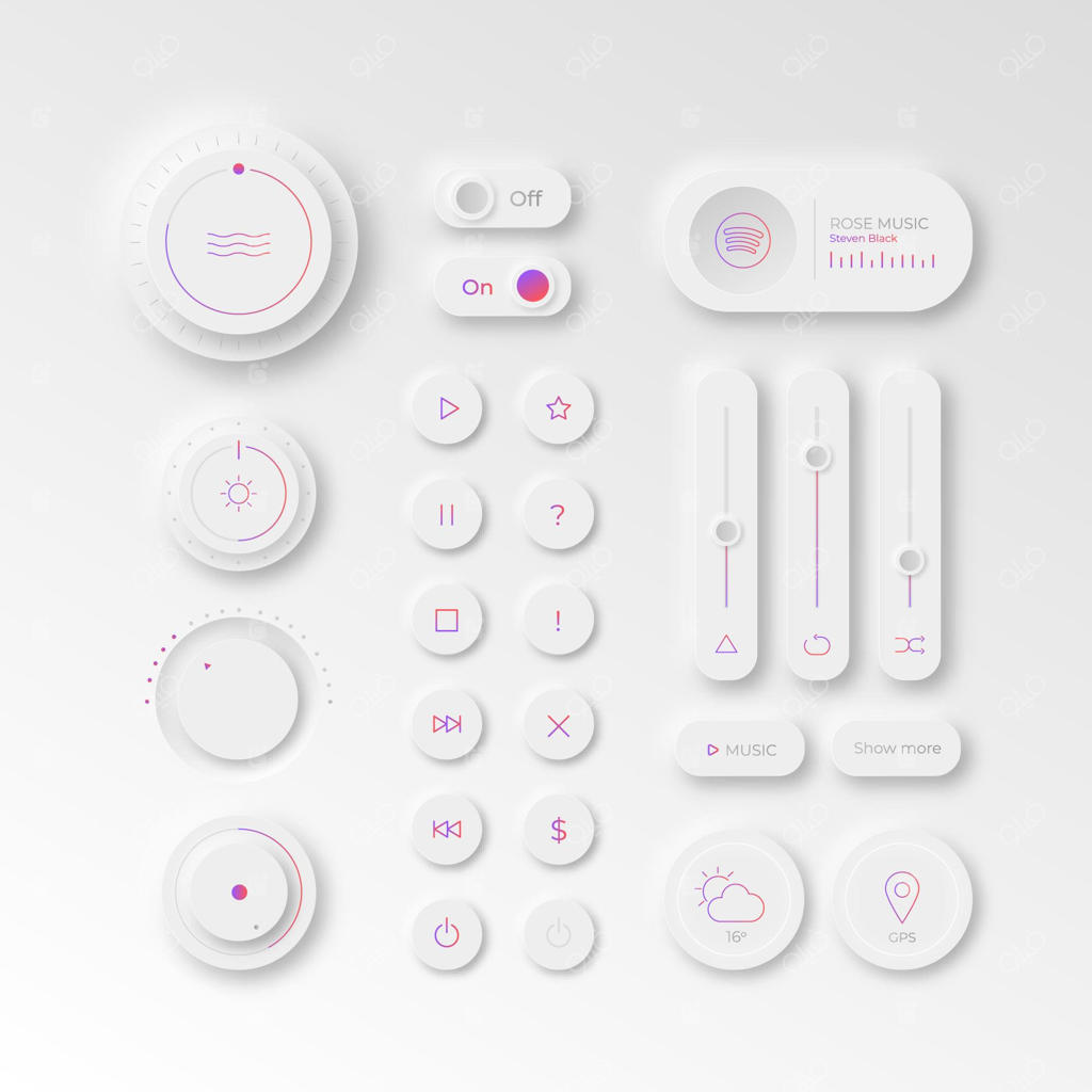 عناصر رابط کاربری با طراحی نئومورفیک واقع‌گرایانه