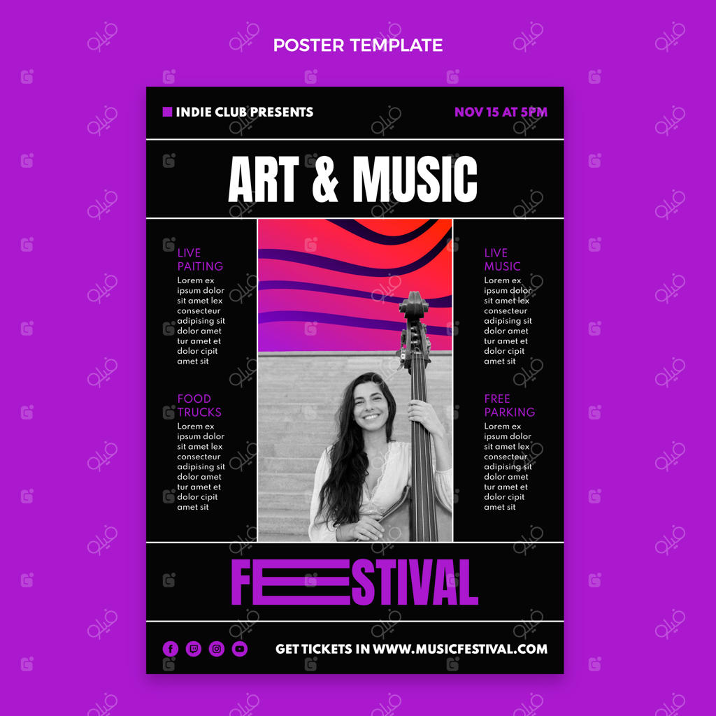 پوستر جشنواره موسیقی با گرادیانت رنگارنگ