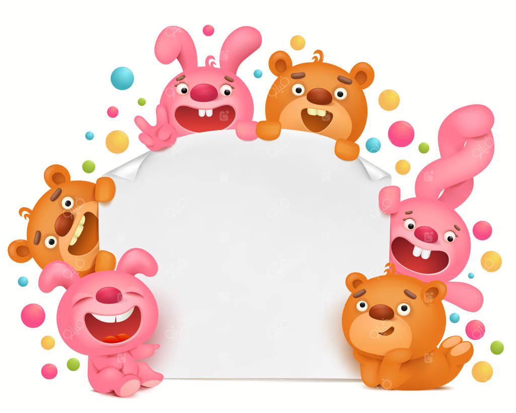 قالب کارت دعوت با حیوانات اسباب‌بازی کارتونی بامزه