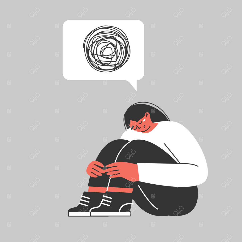 دختری غمگین و ناراحت در افسردگی: زنی جوان درگیر شرایط مالیخولیایی. مشکلات روانی.