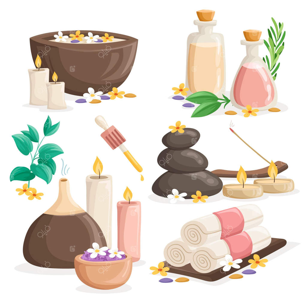 مجموعه‌ای از عناصر طراحی شده دستی برای آروماتراپی