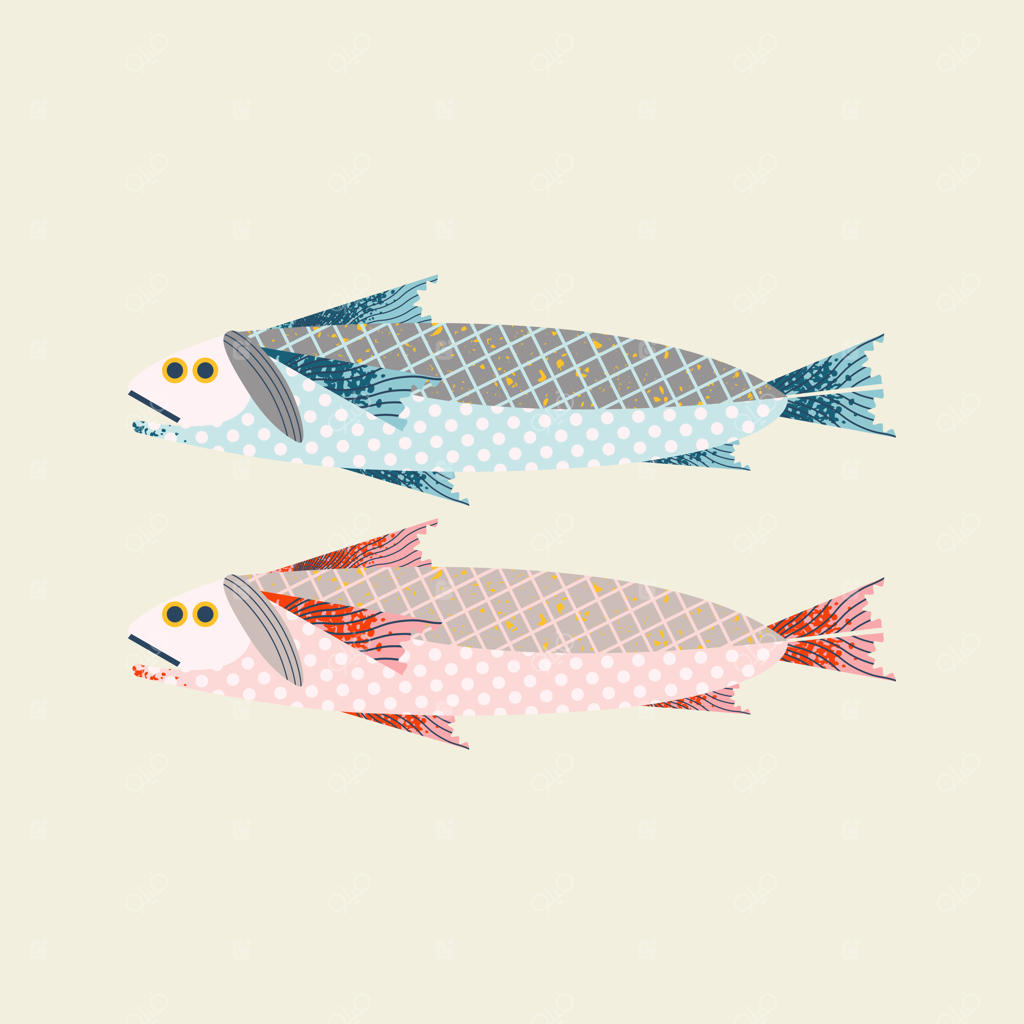 طرح شیک کارت وکتور ماهی با طراحی چاپی
