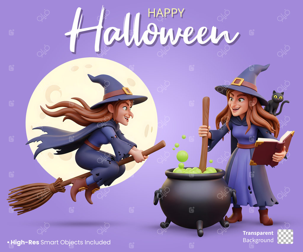 قالب کارتونی و سه‌بعدی هالووین با مجموعه شخصیت‌های جادوگر بازیگوش