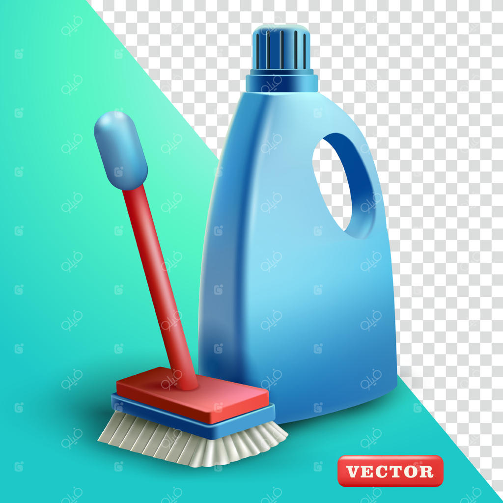 برس و بطری مایع کف‌شویی، سه‌بعدی - مناسب برای عناصر طراحی و بهداشت