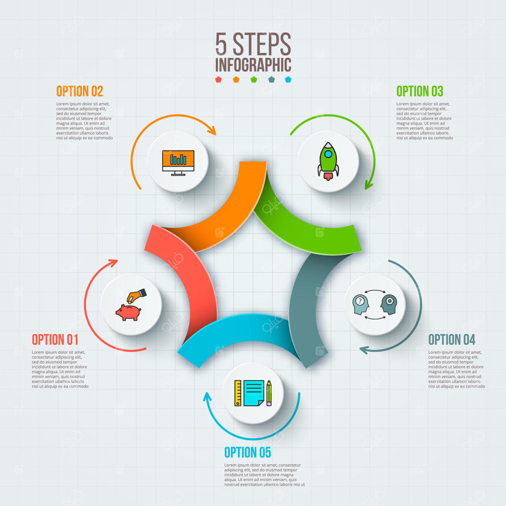پترن طراحی اینفوگرافیک وکتوری با ۵ گزینه