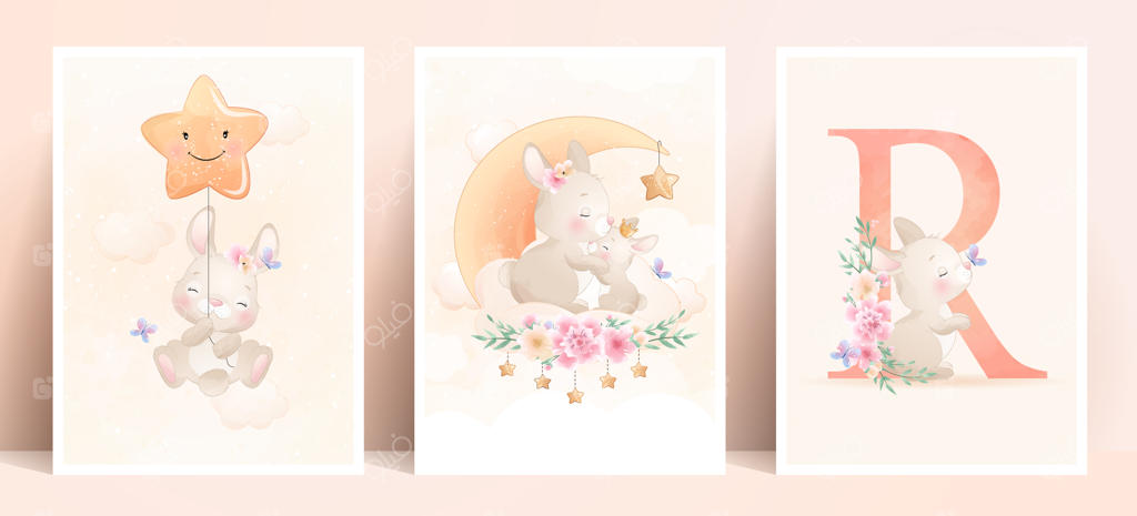 تصویر بانی بامزه با مجموعه گل‌ها