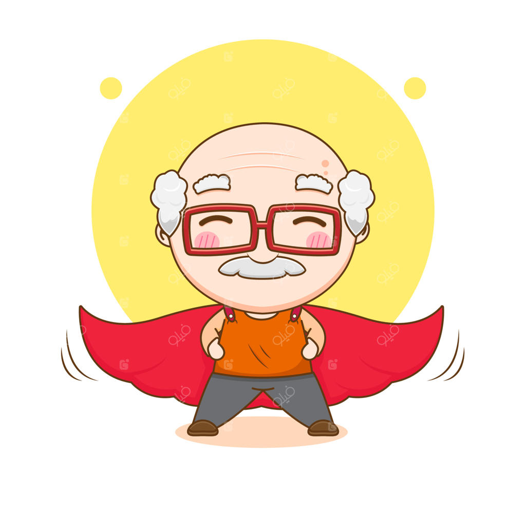 شخصیت کارتونی پدربزرگ بامزه در نقش ابرقهرمان