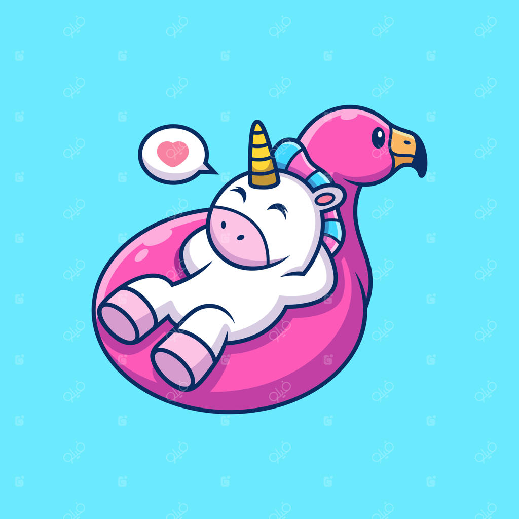 استراحت تک‌شاخ روی تایرهای فلامینگو با ژستی بامزه - کارتون حیوانات