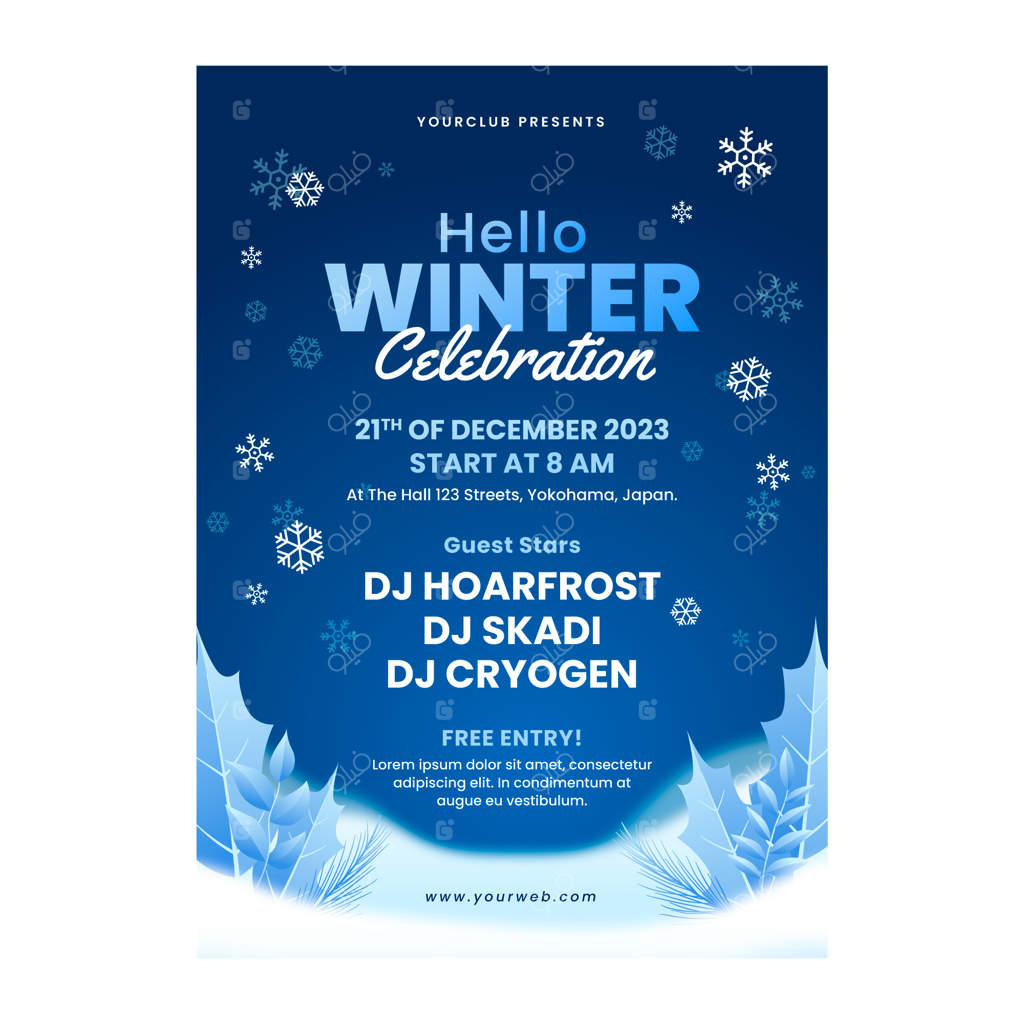 قالب پوستر جشن زمستانی با گرادیان رنگی