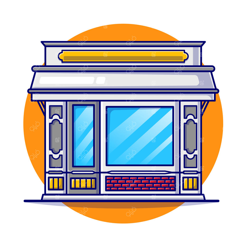 تصویرسازی تخت ساختمان رستوران.