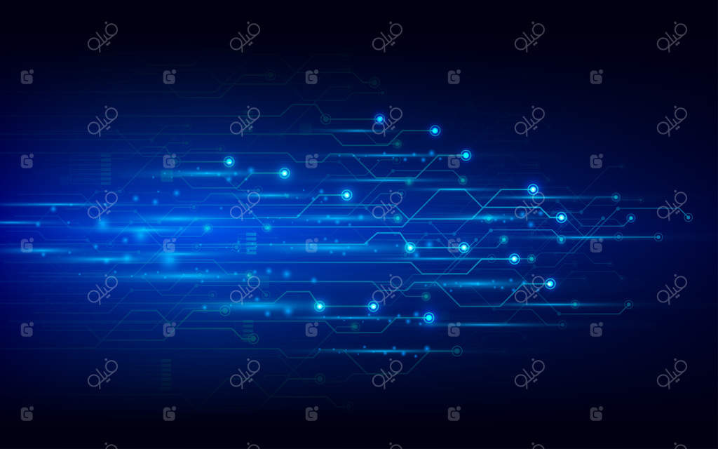 وکتور انتزاعی مدار تکنولوژی بر روی زمینه آبی تیره