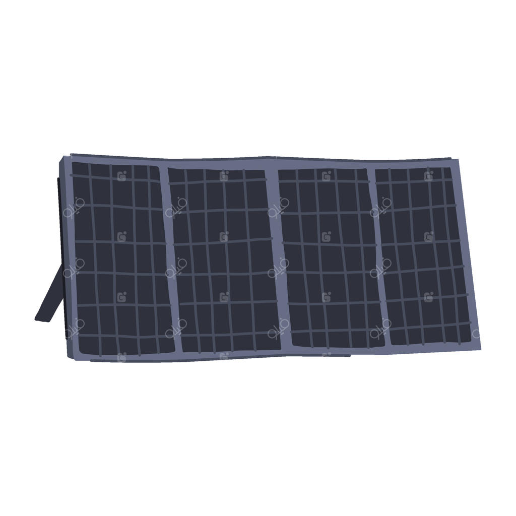 تصویر کارتونی از محیط زیست و پنل‌های خورشیدی