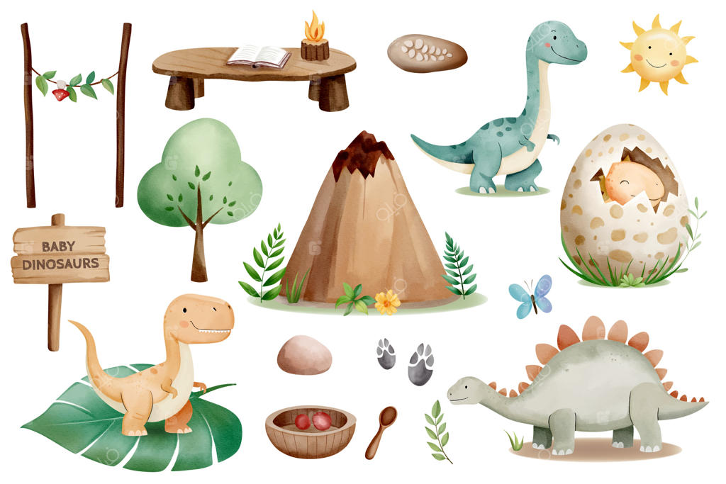 دایناسورهای بامزه در یک فضای شاد - پرو وکتور