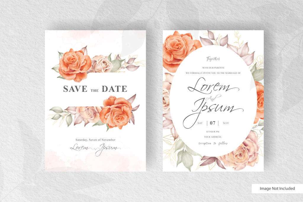 مجموعه قالب دعوت عروسی با قاب گل‌های زیبا و طراحی آبرنگ دستی