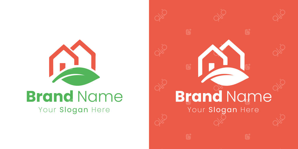 طراحی لوگوی شرکت ساخت و ساز و املاک و مستغلات سازگار با محیط زیست و سبز برای خانه و سازنده مسکن