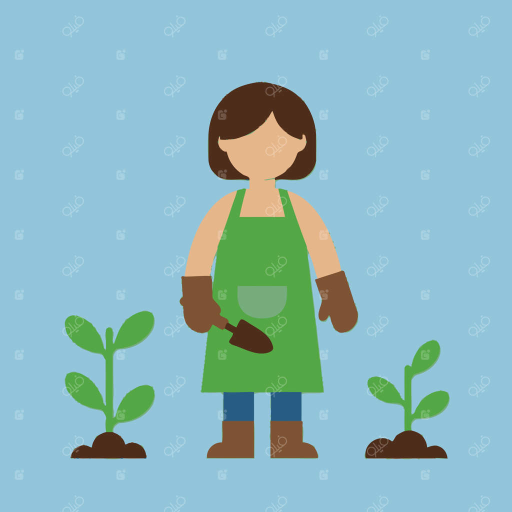 تصویر باغبان زن با گیاهان