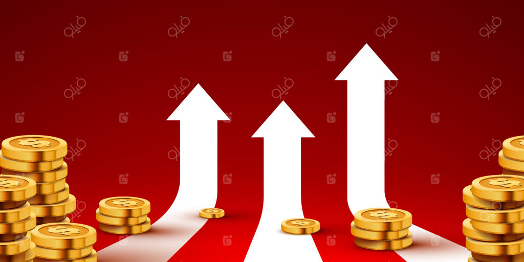 انبوهی از سکه‌های طلایی با نمودار رو به رشد؛ مفهوم رشد کسب‌وکار