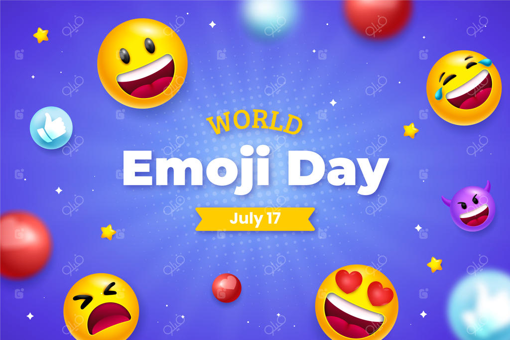پس‌زمینه روز جهانی اموجی با گرادیانت رنگی