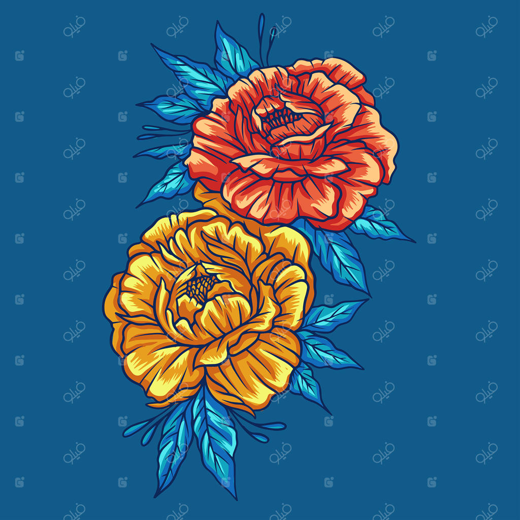 گل پاییزی روی زمینه آبی