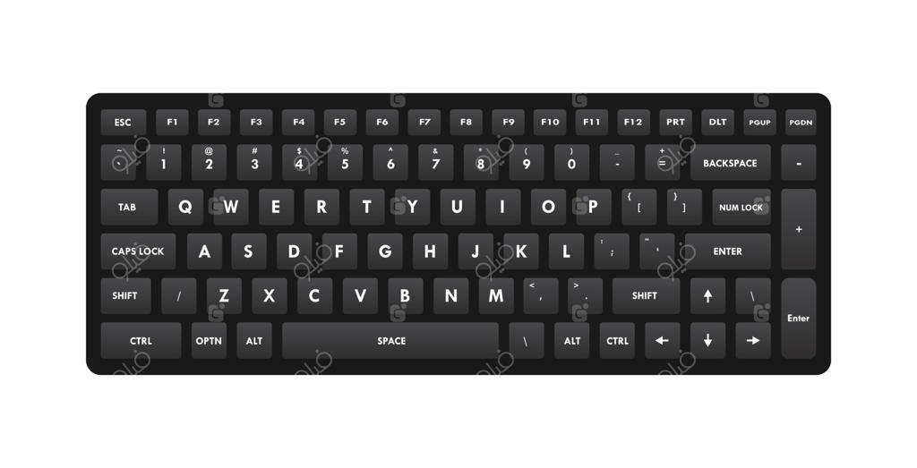 تصویر برداری واقعی از کلیدهای صفحه‌کلید مشکی (کیوورتی)