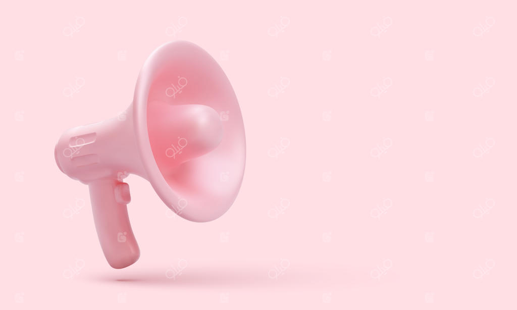 بلندگوی پلاستیکی روی زمینه رنگی - تصویرسازی