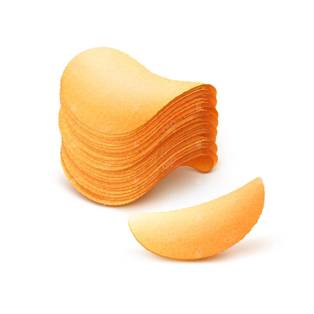 برج چیپس سیب‌زمینی روی پس‌زمینه سفید