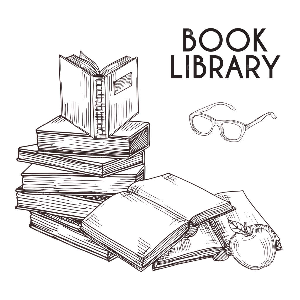 تصویری از کتاب‌ها و عینک: مفهوم وکتور از یک دسته کتاب