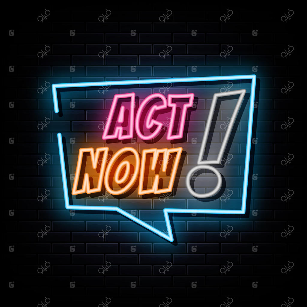 "همین حالا اقدام کنید" با نماد نئونی