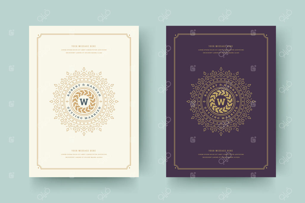 کارت دعوت ذخیره تاریخ عروسی با طراحی کلاسیک و تزئینات شیک و زیبا.