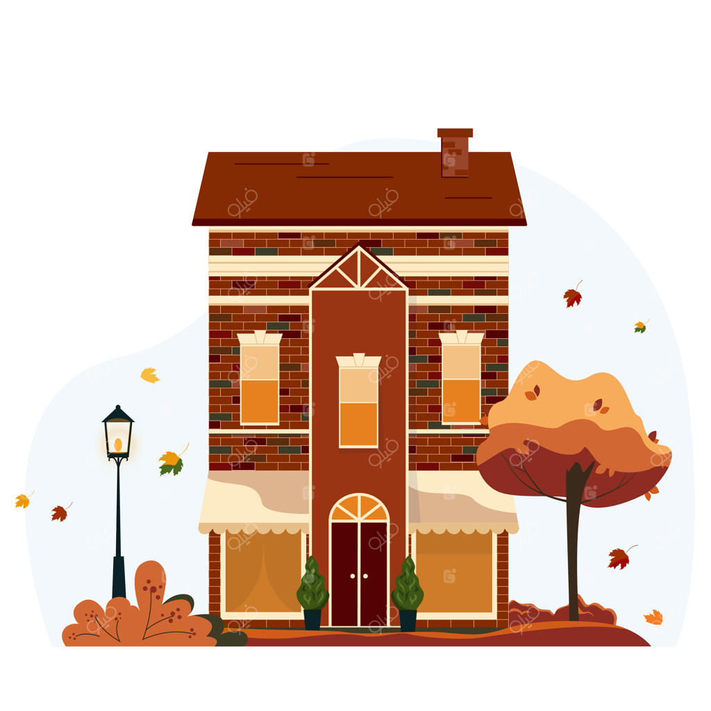 تصویر برداری خانه خانوادگی در پاییز برای وبسایت‌ها یا مواد تبلیغاتی - پاییز خوشی داشته باشید!