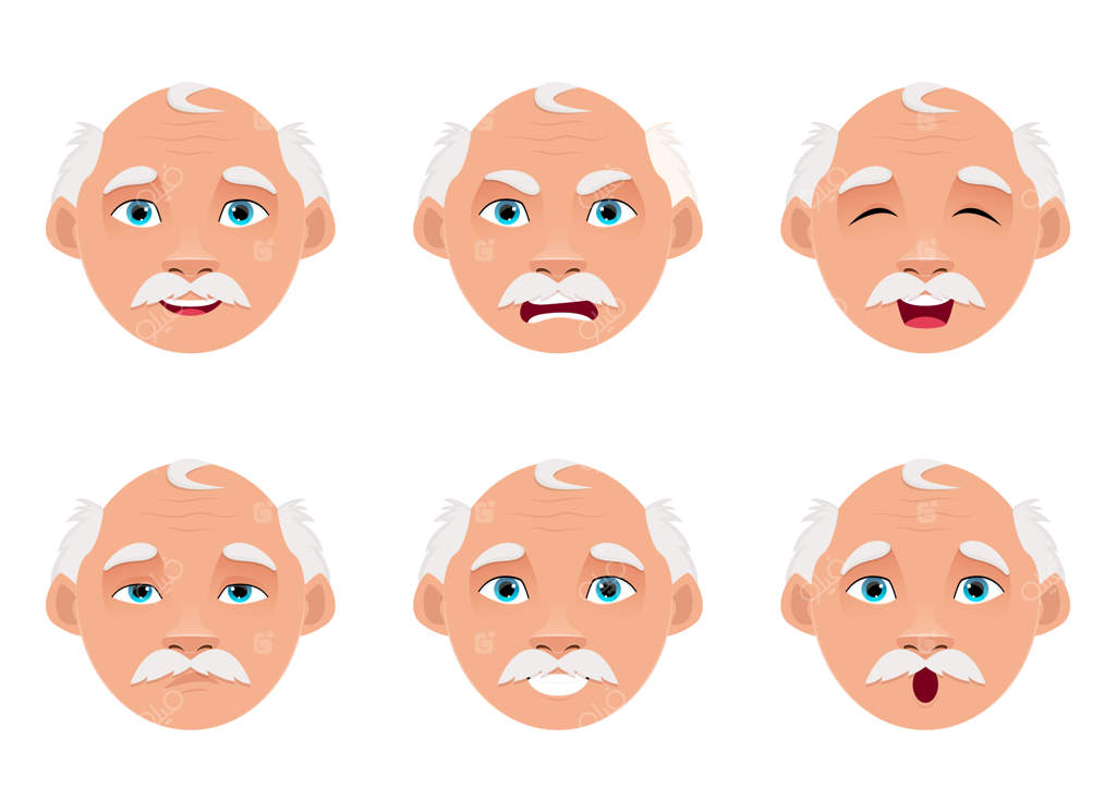 تصویرسازی طراحی پیرمرد به صورت جداگانه