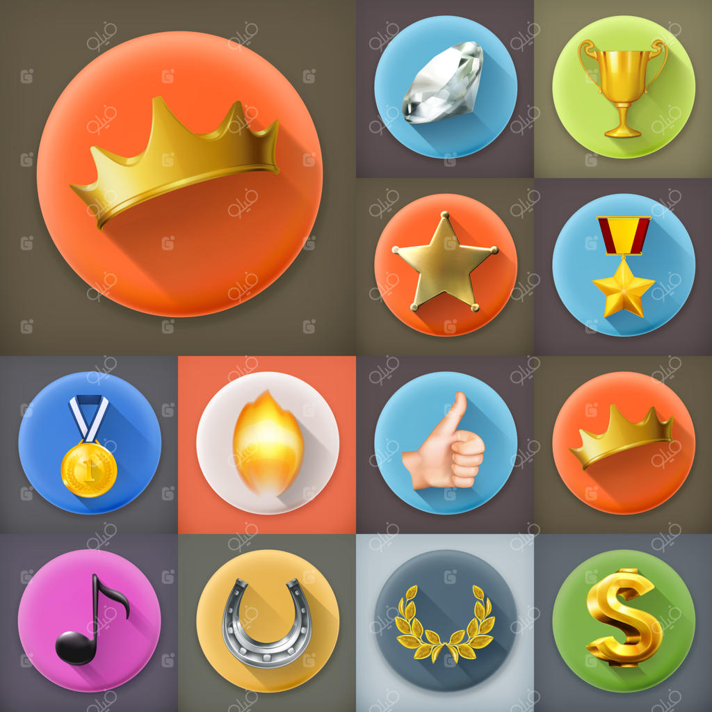 جوایز و دستاوردها، مجموعه آیکون با سایه بلند