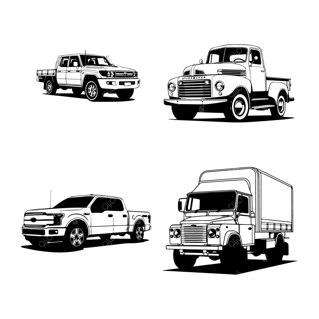 نقاشی یک کامیون با کلمه "کابین" روی آن