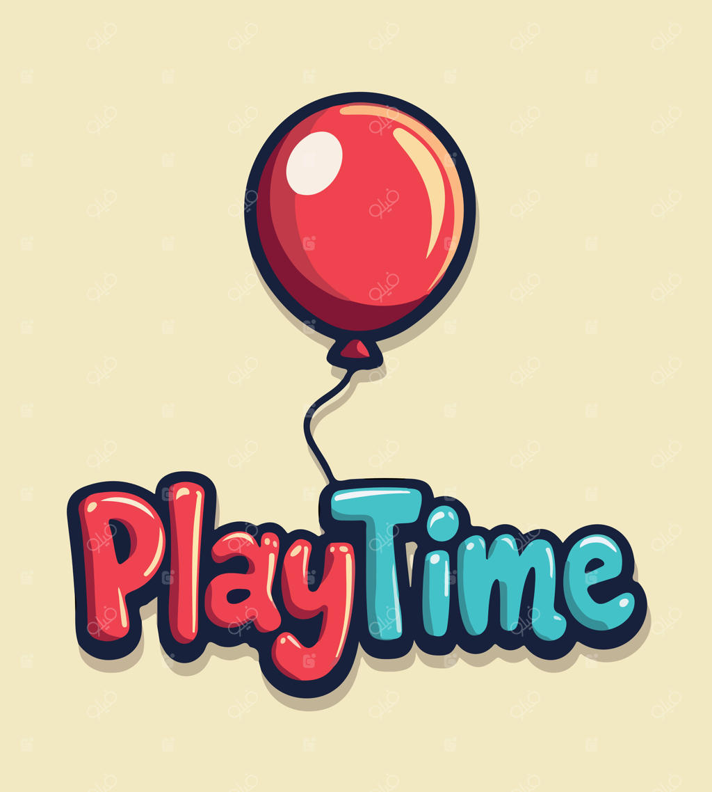 بادکنک قرمز و توپ قرمز با نوشته وقت بازی
