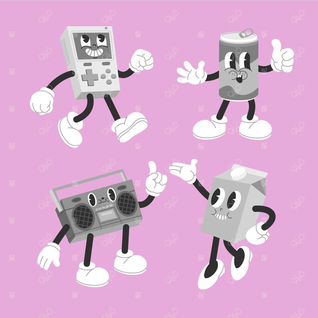 تصویر کارتونی قدیمی تک‌رنگ با نقاشی دستی