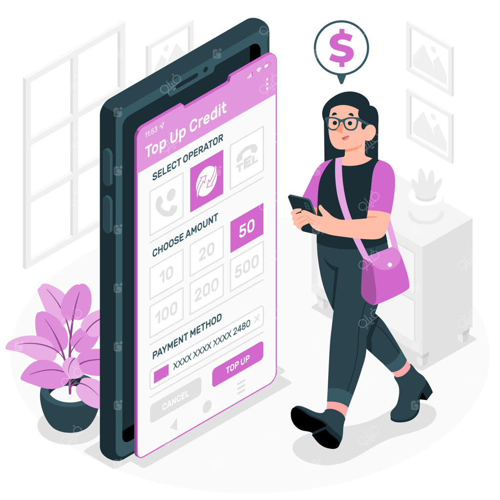 تصویرسازی مفهوم شارژ اعتبار