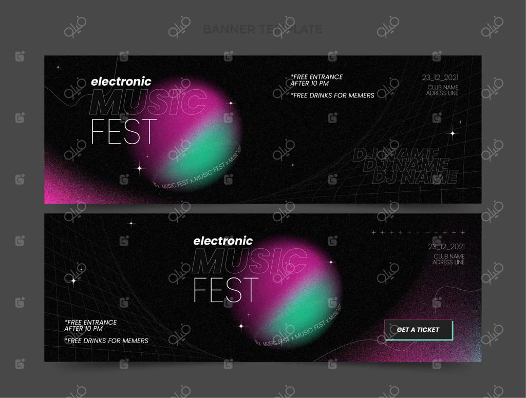 بنرهای افقی جشنواره موسیقی بافت گرادینت