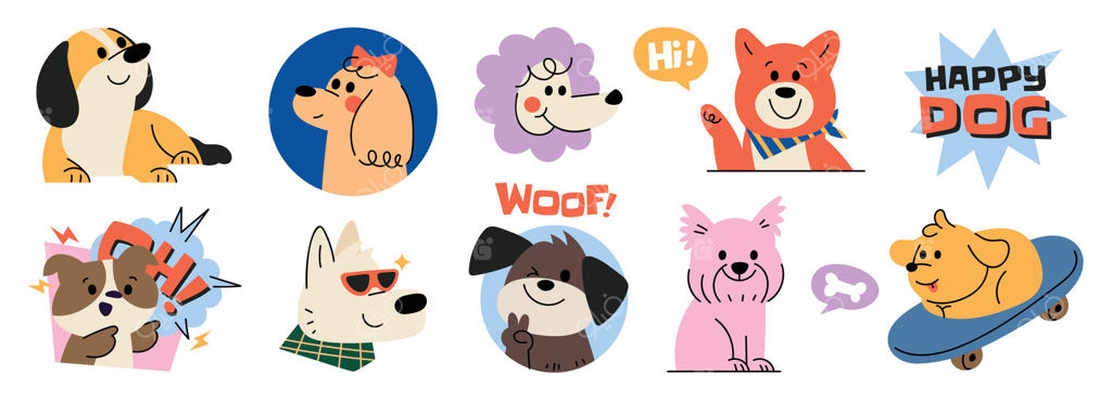 سگ‌های کارتونی دوست‌داشتنی برای شاد کردن روز شما - وکتور حرفه‌ای!