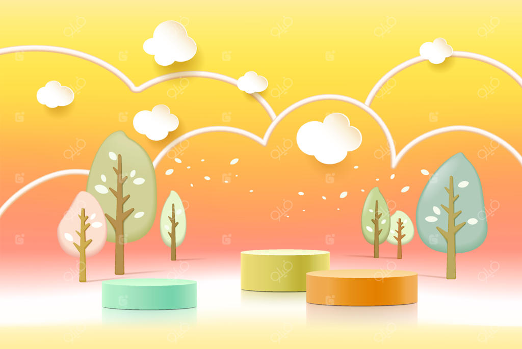 طرح سه‌بعدی مینیمالیستی با سکوی نمایش محصول