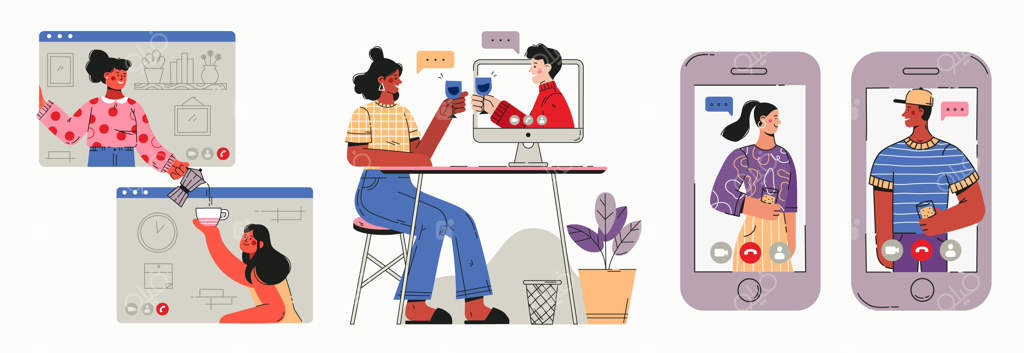 صحنه‌های ویدئوکنفرانس با دوستان تخت