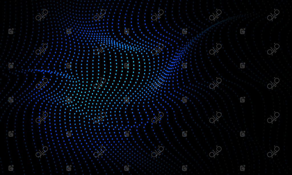 پس‌زمینه وکتور انتزاعی تکنولوژی سایبری با جریان ذرات نقطه‌ای مواج و سه بعدی