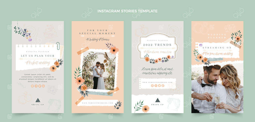 قالب برنامه‌ریزی مراسم عروسی با طرح آبرنگی